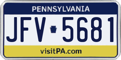 PA license plate JFV5681