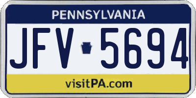 PA license plate JFV5694