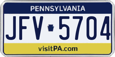 PA license plate JFV5704