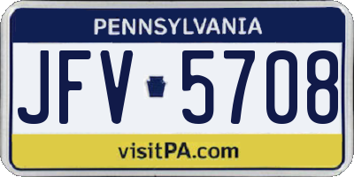 PA license plate JFV5708