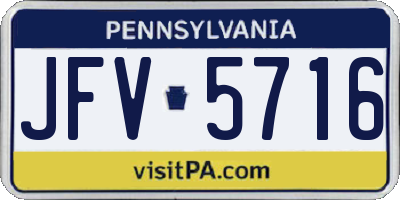 PA license plate JFV5716