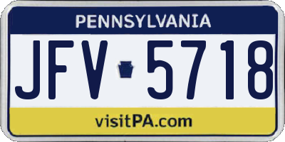 PA license plate JFV5718