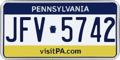 PA license plate JFV5742