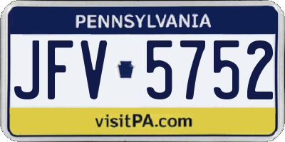 PA license plate JFV5752