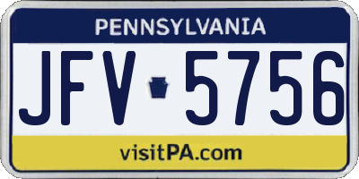 PA license plate JFV5756