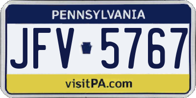 PA license plate JFV5767