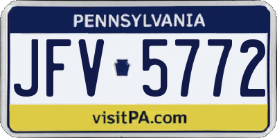PA license plate JFV5772