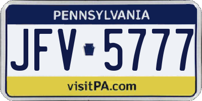 PA license plate JFV5777
