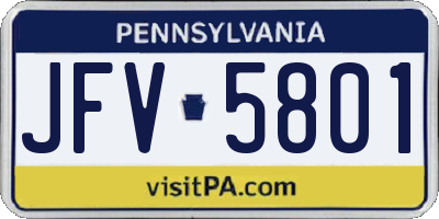 PA license plate JFV5801