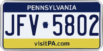 PA license plate JFV5802