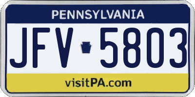 PA license plate JFV5803