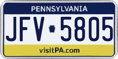 PA license plate JFV5805