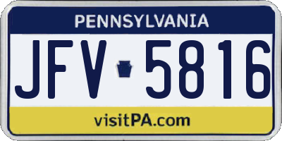 PA license plate JFV5816
