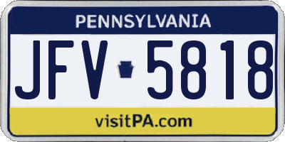 PA license plate JFV5818