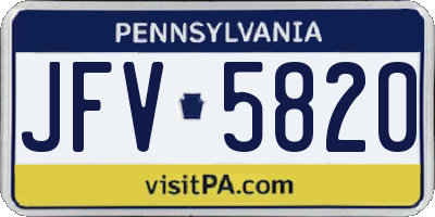 PA license plate JFV5820