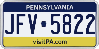 PA license plate JFV5822