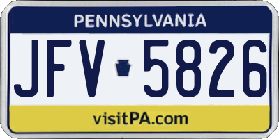PA license plate JFV5826