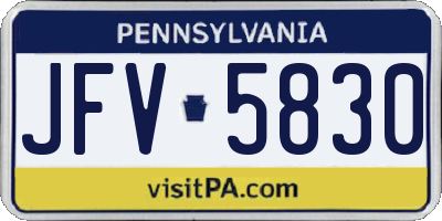PA license plate JFV5830