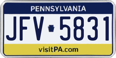 PA license plate JFV5831