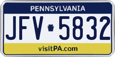 PA license plate JFV5832