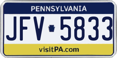 PA license plate JFV5833