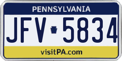 PA license plate JFV5834