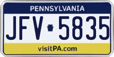 PA license plate JFV5835