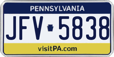 PA license plate JFV5838