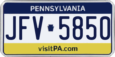PA license plate JFV5850