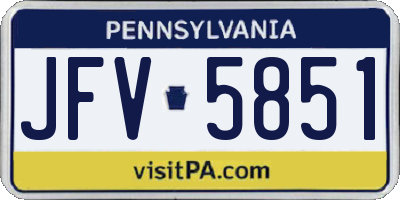 PA license plate JFV5851