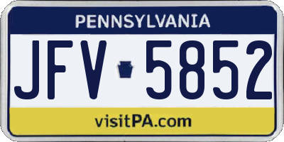 PA license plate JFV5852