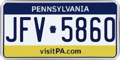 PA license plate JFV5860