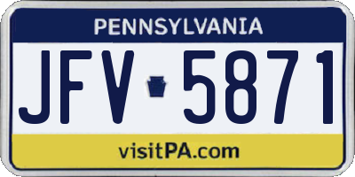 PA license plate JFV5871