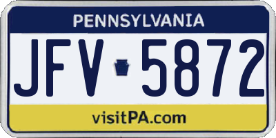 PA license plate JFV5872