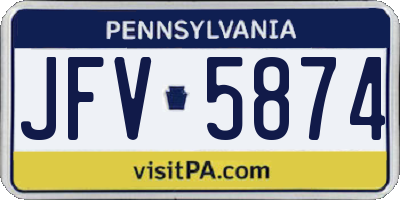 PA license plate JFV5874