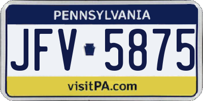 PA license plate JFV5875
