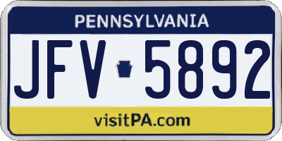 PA license plate JFV5892