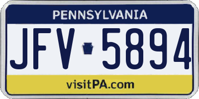 PA license plate JFV5894