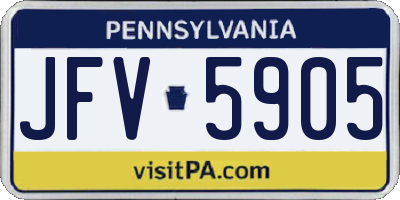 PA license plate JFV5905