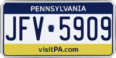 PA license plate JFV5909