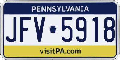 PA license plate JFV5918