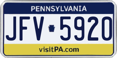 PA license plate JFV5920