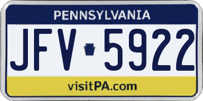 PA license plate JFV5922