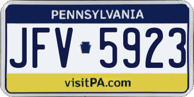 PA license plate JFV5923