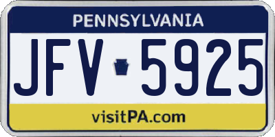 PA license plate JFV5925