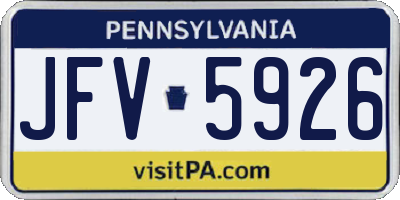 PA license plate JFV5926