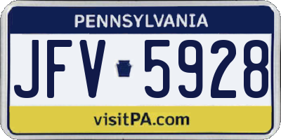 PA license plate JFV5928