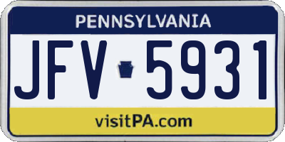 PA license plate JFV5931