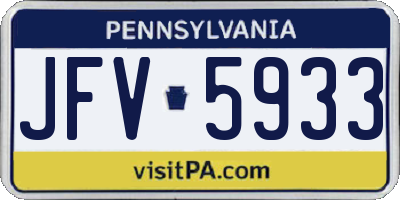 PA license plate JFV5933