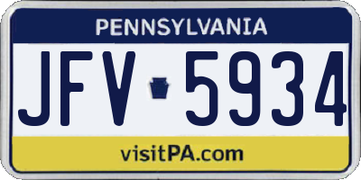 PA license plate JFV5934